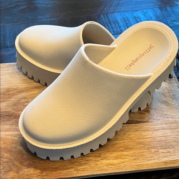 Jeffrey Campbell Shoes - Jeffrey Campbell Cream Platform Clog Mules